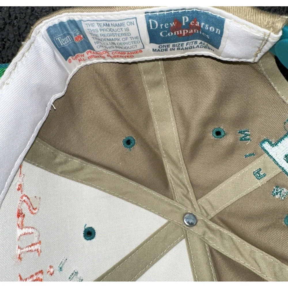 Vintage 90s Drew Pearson NFL Miami‎ Dolphins Snapback Hat Tan EUC VHTF - Picture 7 of 7